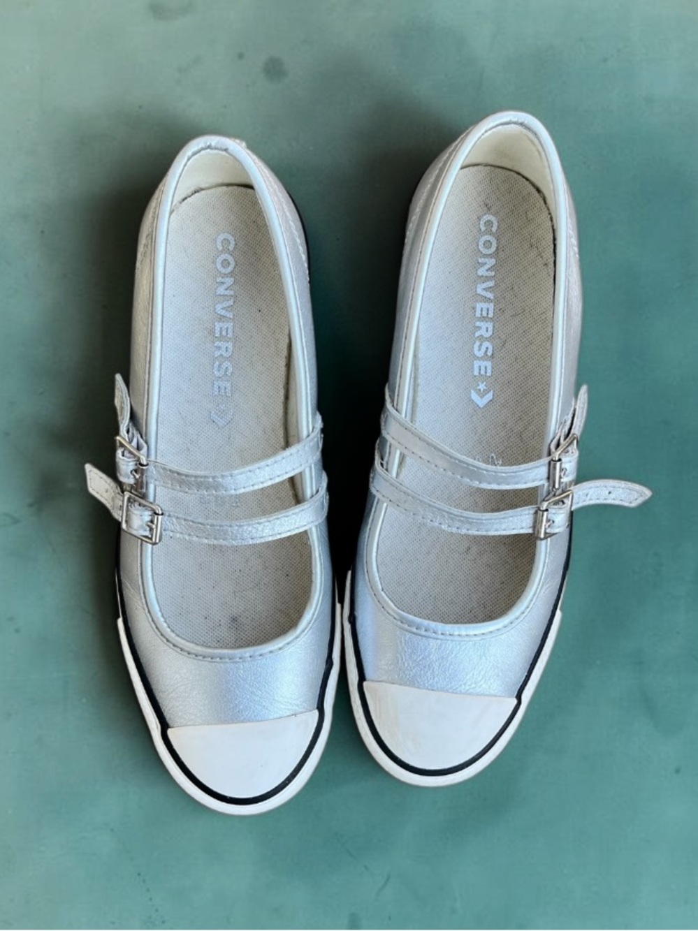 Converse Silver Metallic Double Buckle Mary Jane Women’s 7.5